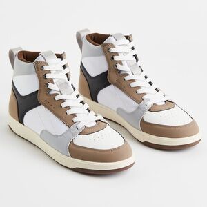H&M White and Tan HI-TOP TRAINERS Size 11